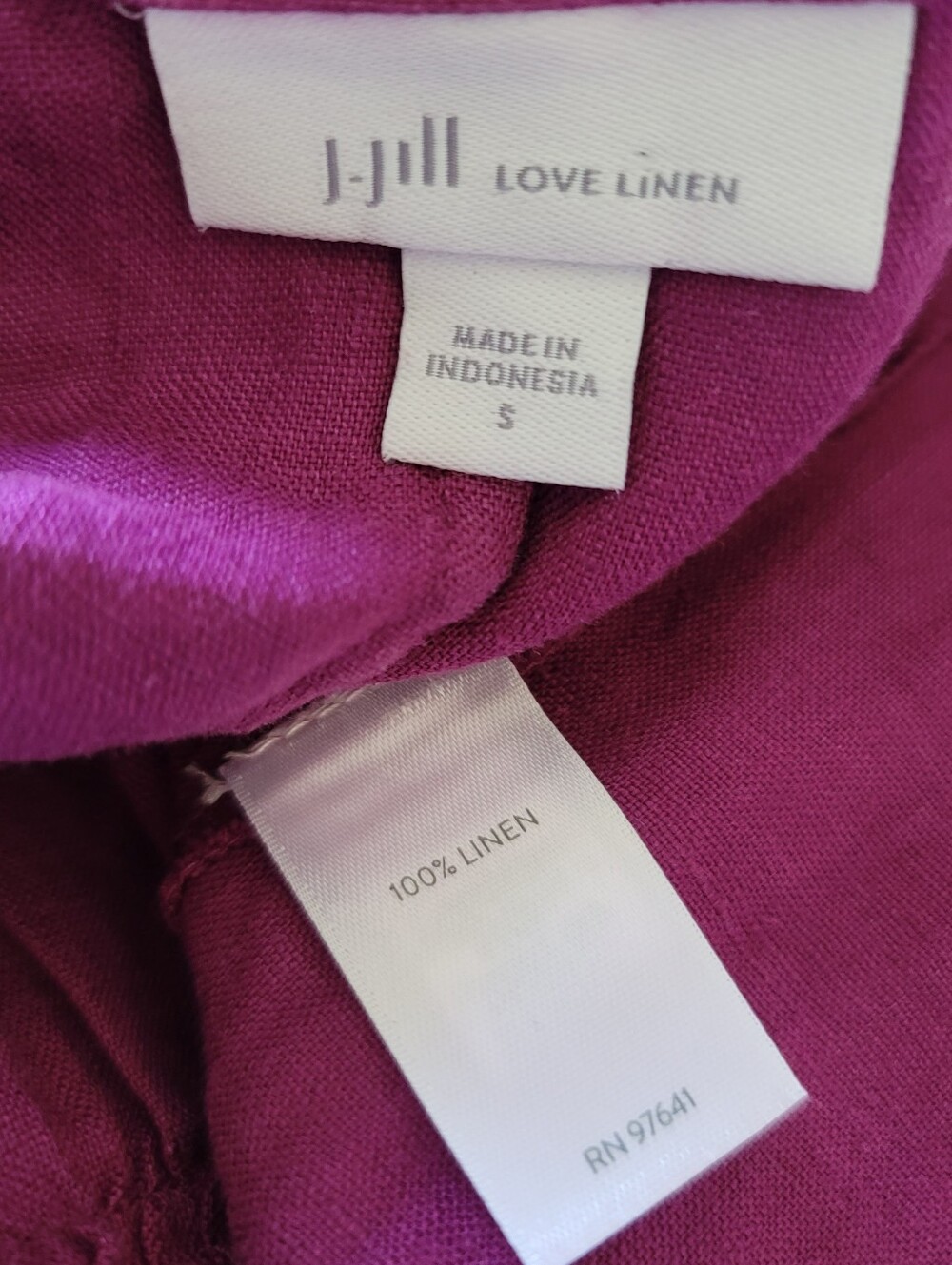 J. Jill Love 100% Linen Tiered Midi Dress S V Neck Button Down Mulberry - Picture 7 of 7